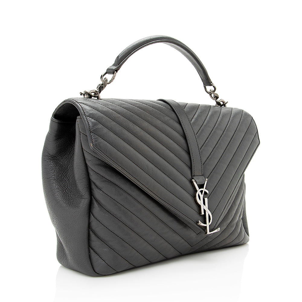 Saint Laurent Matelasse Calfskin Classic Monogram College Large Shoulder Bag (SHF-19141)