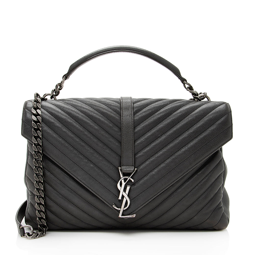Saint Laurent Matelasse Calfskin Monogram College Large Shoulder Bag (SHF-19382)