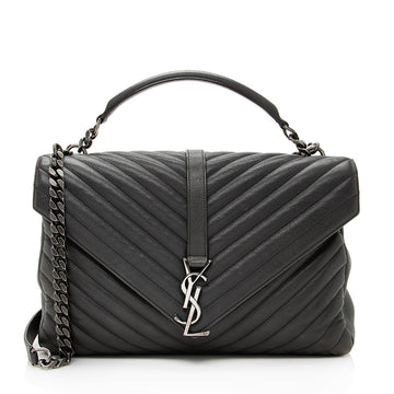 Saint Laurent Matelasse Calfskin Monogram College Large Shoulder Bag (SHF-19382)