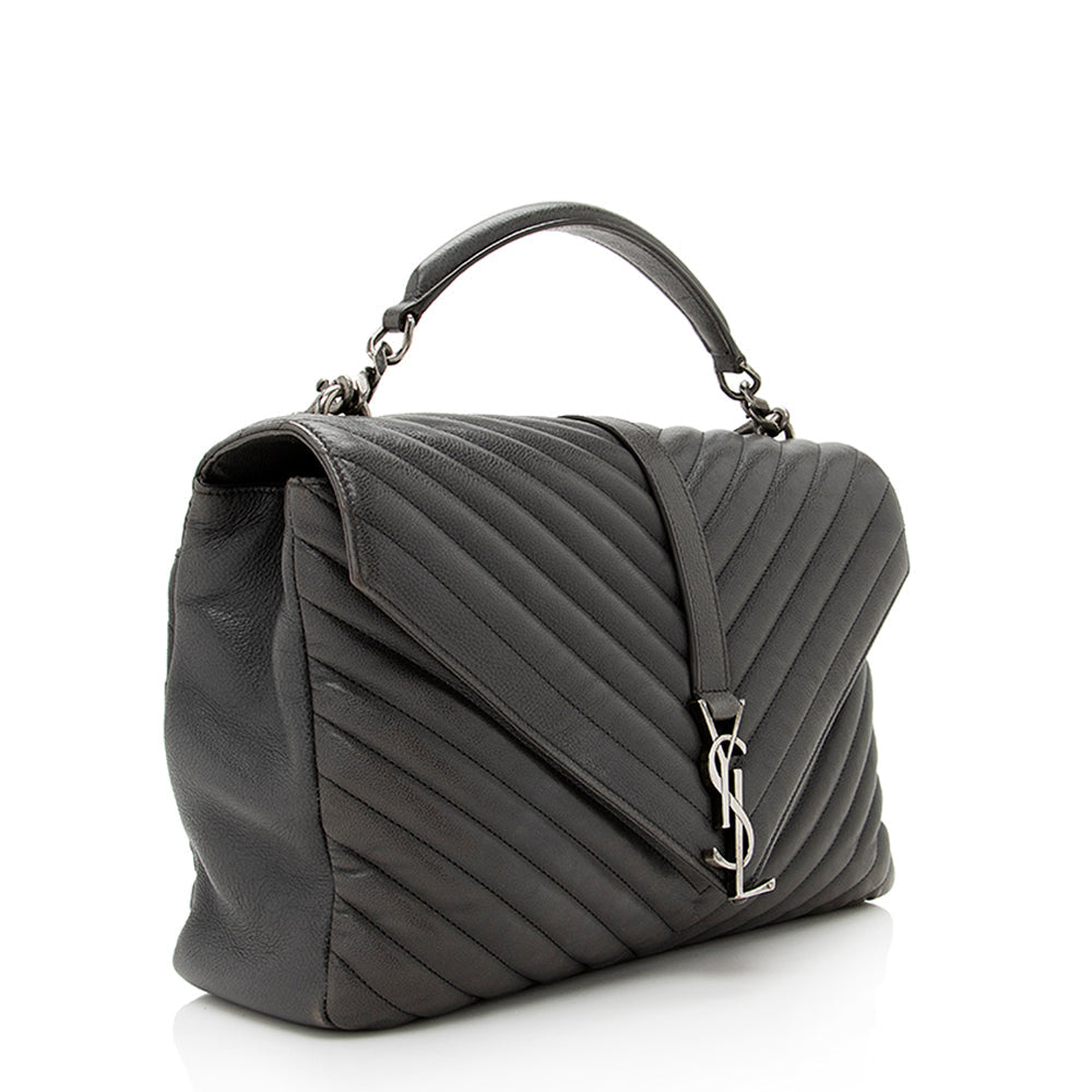 Saint Laurent Matelasse Calfskin Monogram College Large Shoulder Bag (SHF-19382)