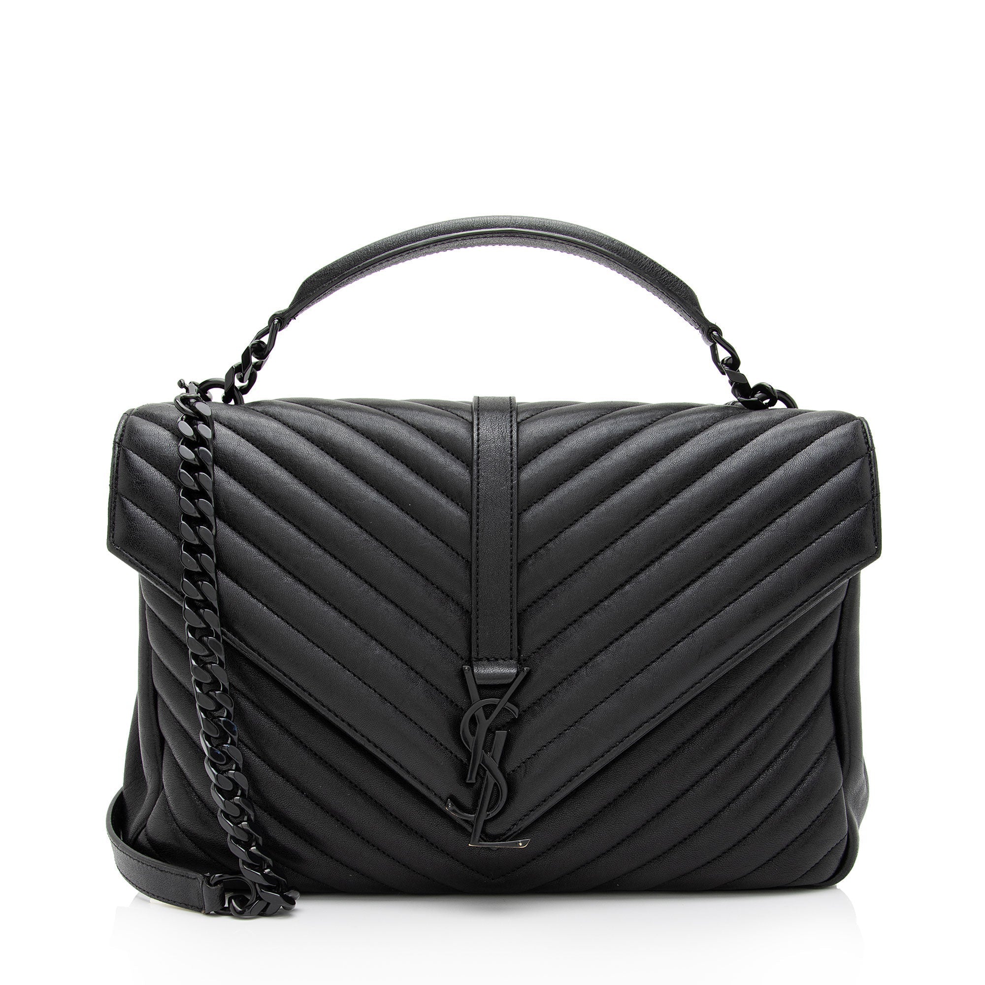 Saint Laurent Matelasse Calfskin Monogram College Large Shoulder Bag (SHF-NTG48D)