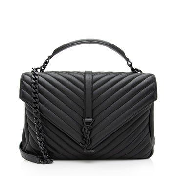 Saint Laurent Matelasse Calfskin Monogram College Large Shoulder Bag (SHF-NTG48D)