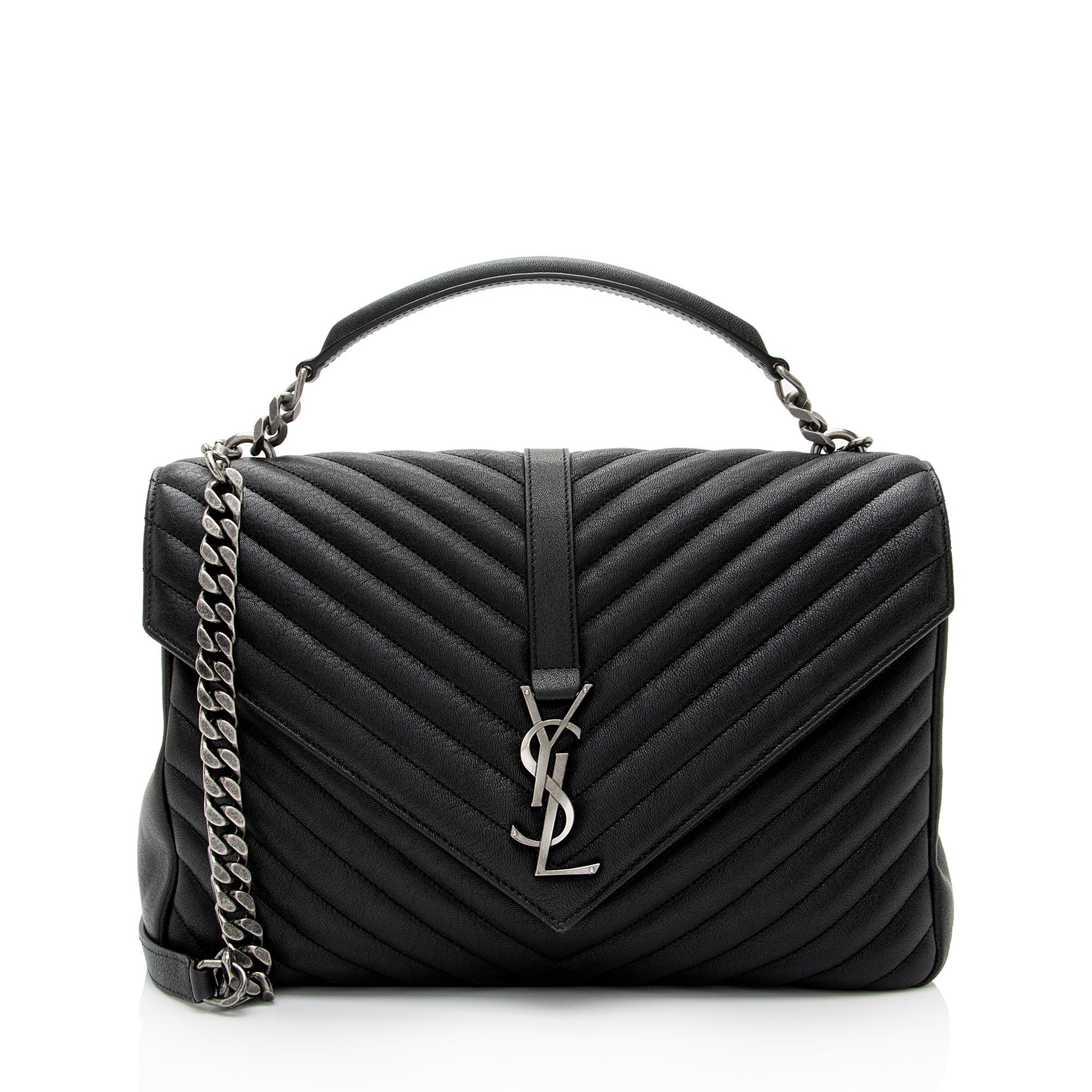 Saint Laurent Matelasse Calfskin Monogram College Large Shoulder Bag (SHF-6MZ4bL)