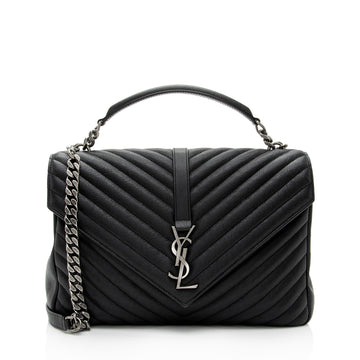Saint Laurent Matelasse Calfskin Monogram College Large Shoulder Bag (SHF-6MZ4bL)