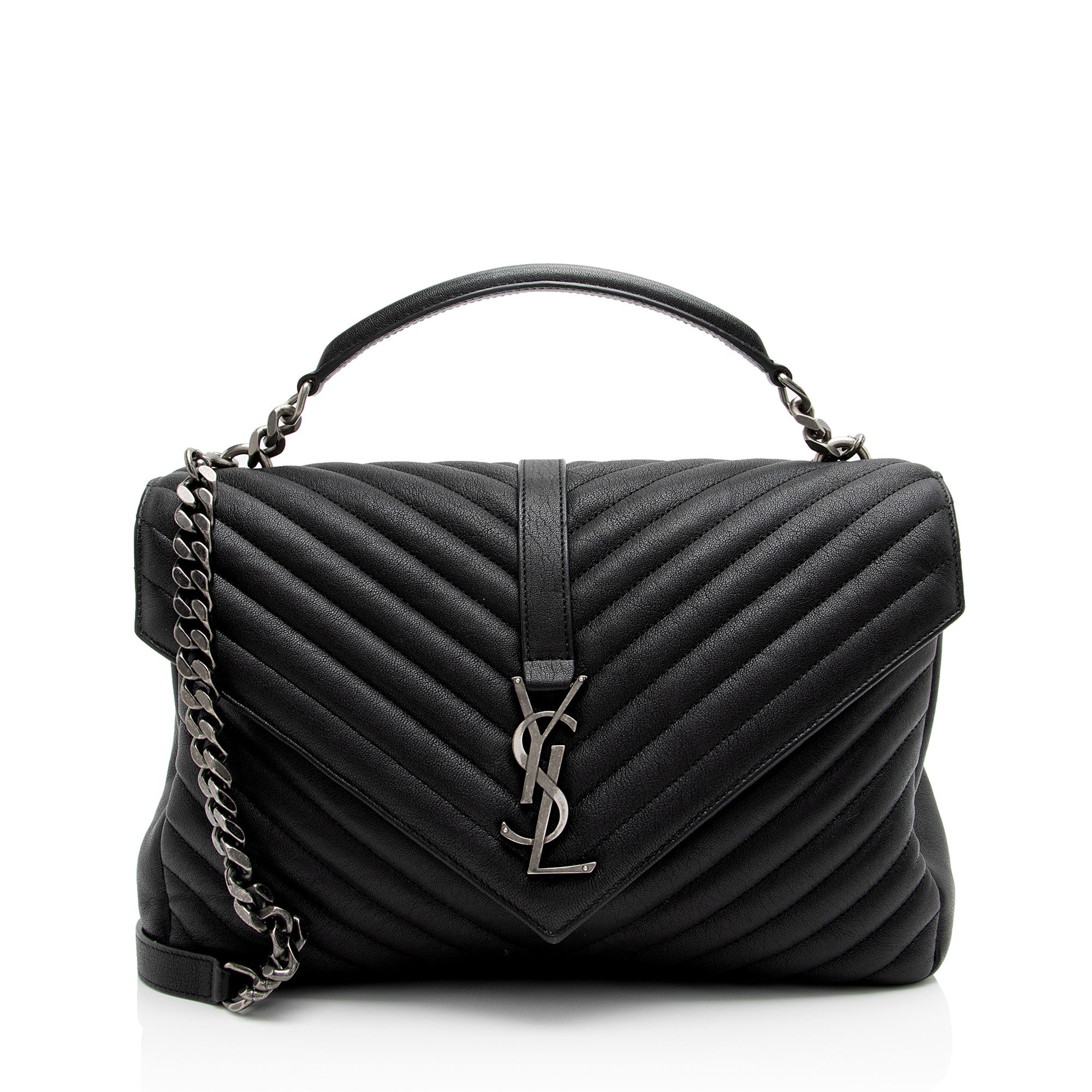 Saint Laurent Matelasse Calfskin Monogram College Large Shoulder Bag (SHF-gvwSDh)