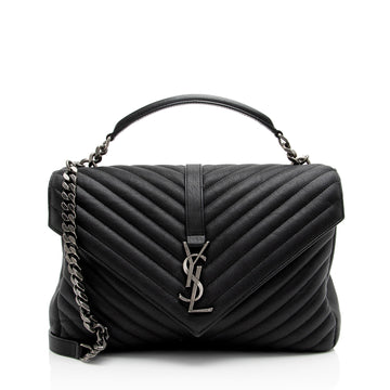 Saint Laurent Matelasse Calfskin Monogram College Large Shoulder Bag (SHF-gvwSDh)