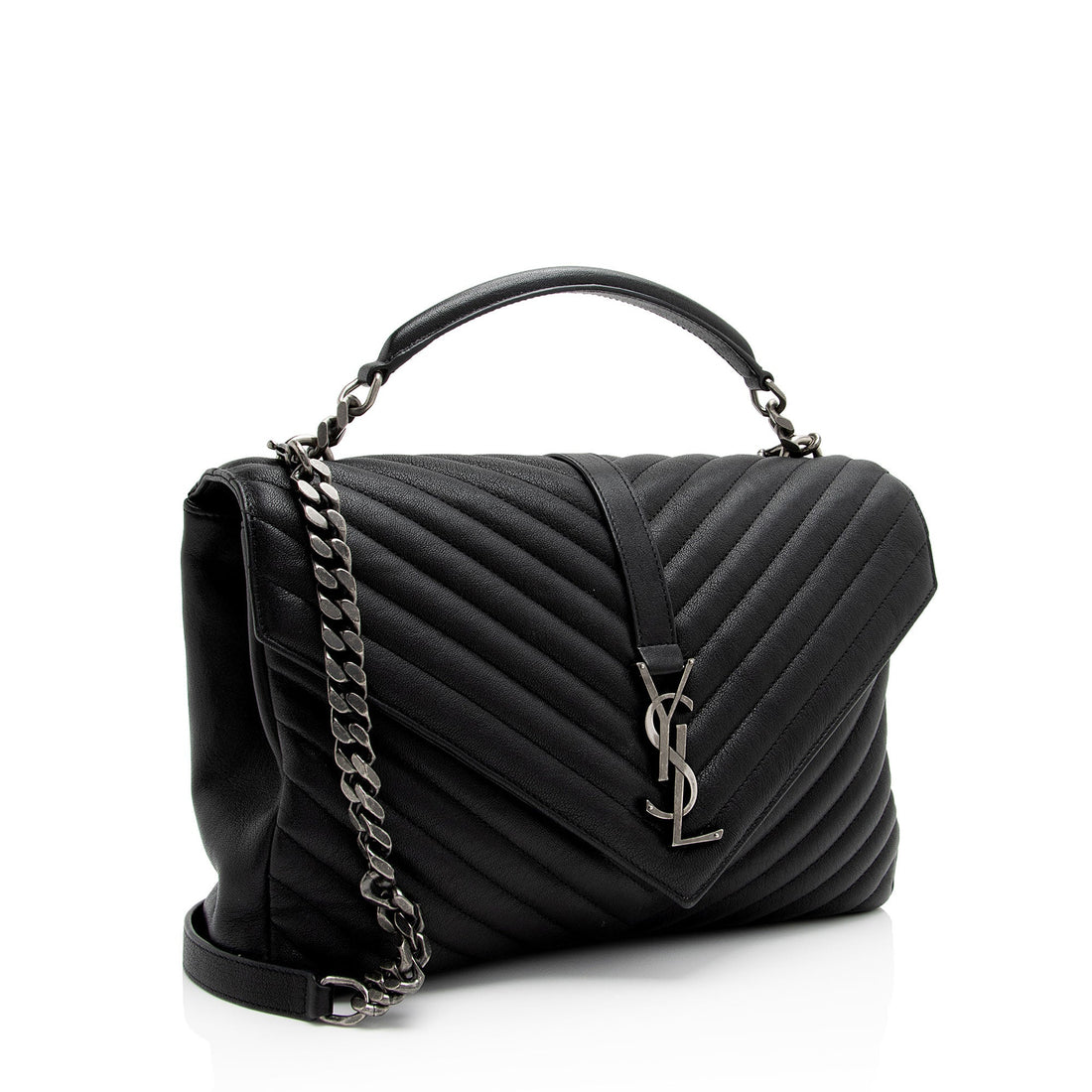 Saint Laurent Matelasse Calfskin Monogram College Large Shoulder Bag (SHF-gvwSDh)