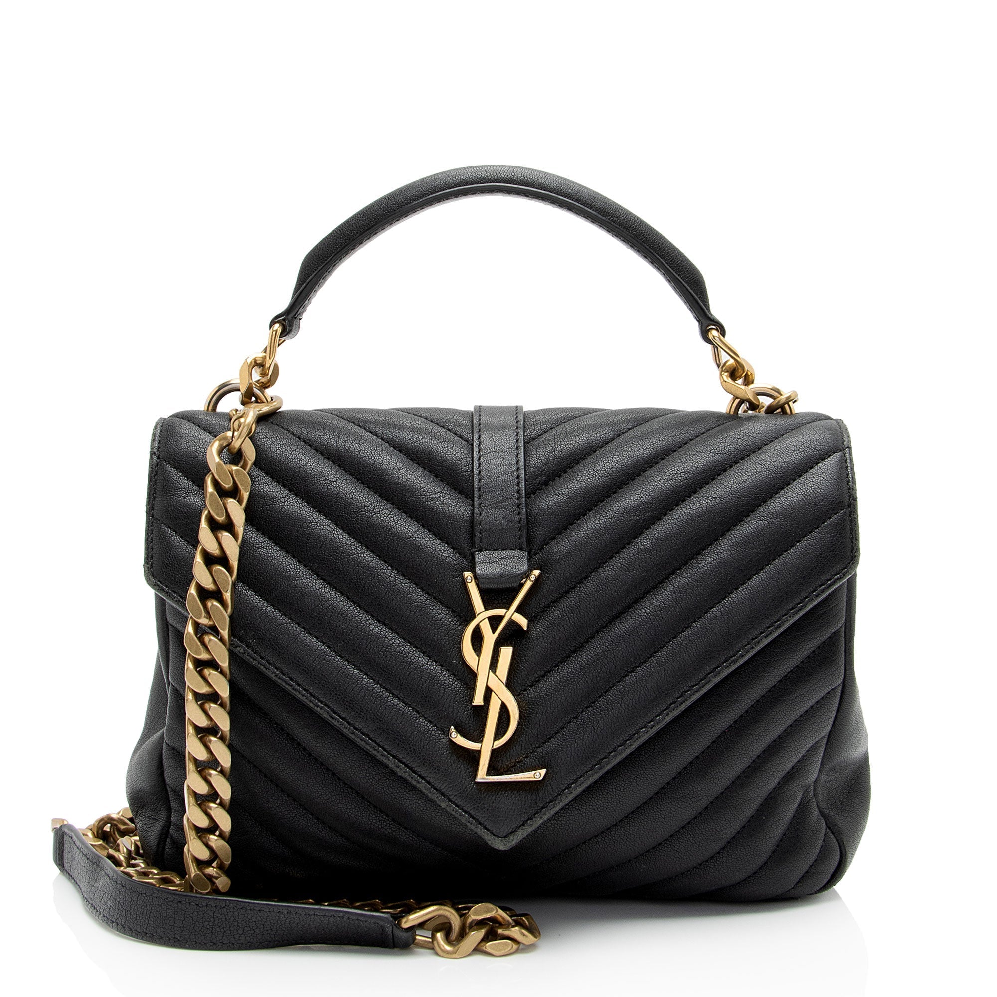 Saint Laurent Matelasse Calfskin Monogram College Medium Shoulder Bag (SHF-p3Eevf)