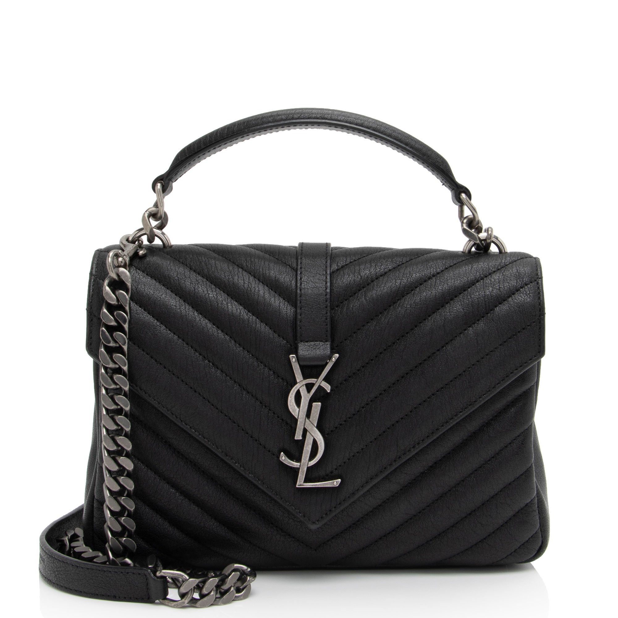 Saint Laurent Matelasse Calfskin Monogram College Medium Shoulder Bag (SHF-1hq9qs)