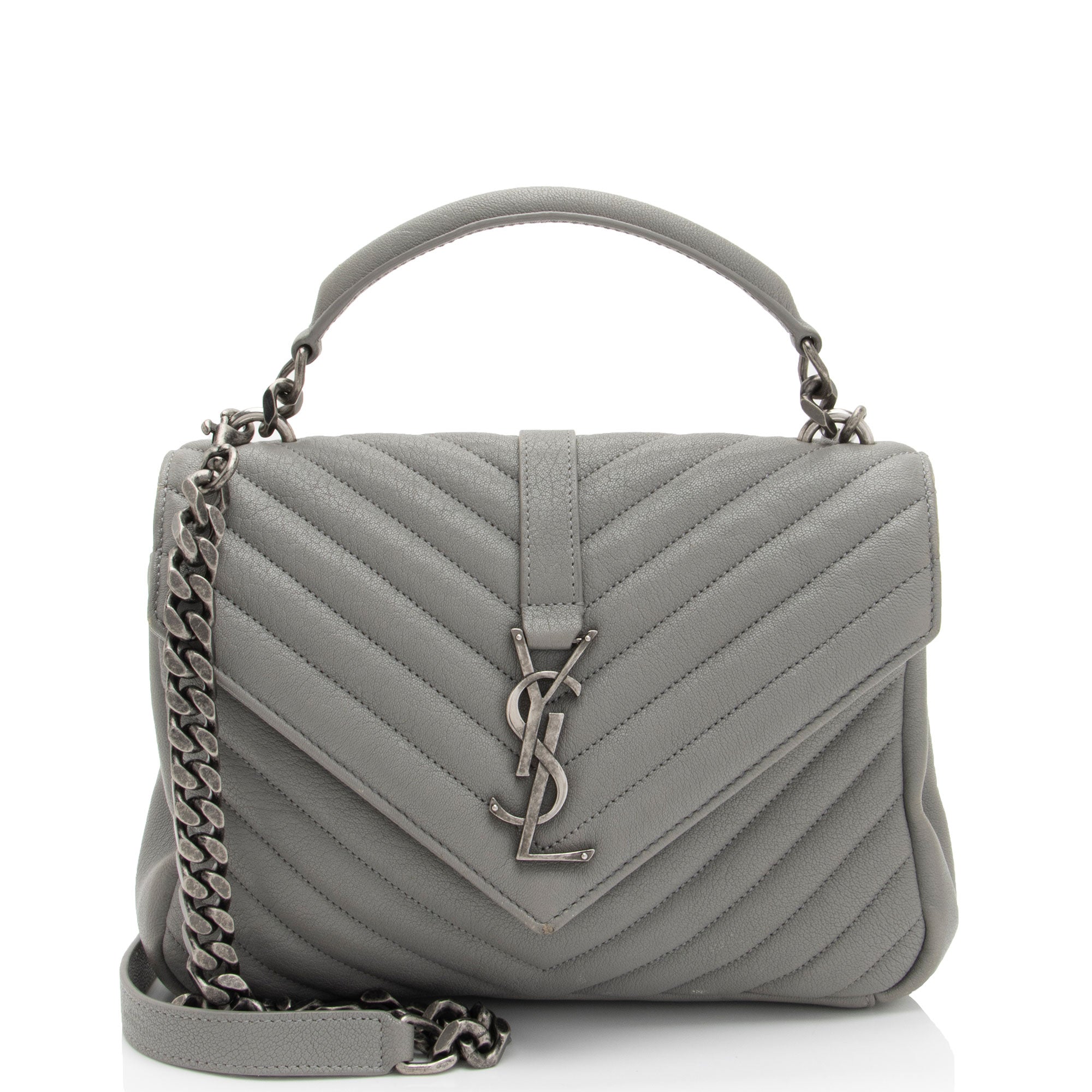 Saint Laurent Matelasse Calfskin Monogram College Medium Shoulder Bag (SHF-D2O1lS)