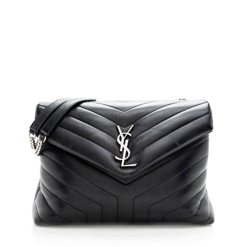 Saint Laurent Matelasse Calfskin Monogram LouLou Chain Medium Shoulder Bag (SHF-19046)