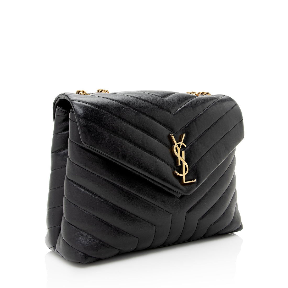 Saint Laurent Matelasse Calfskin Monogram LouLou Chain Medium Shoulder Bag (SHF-22303)