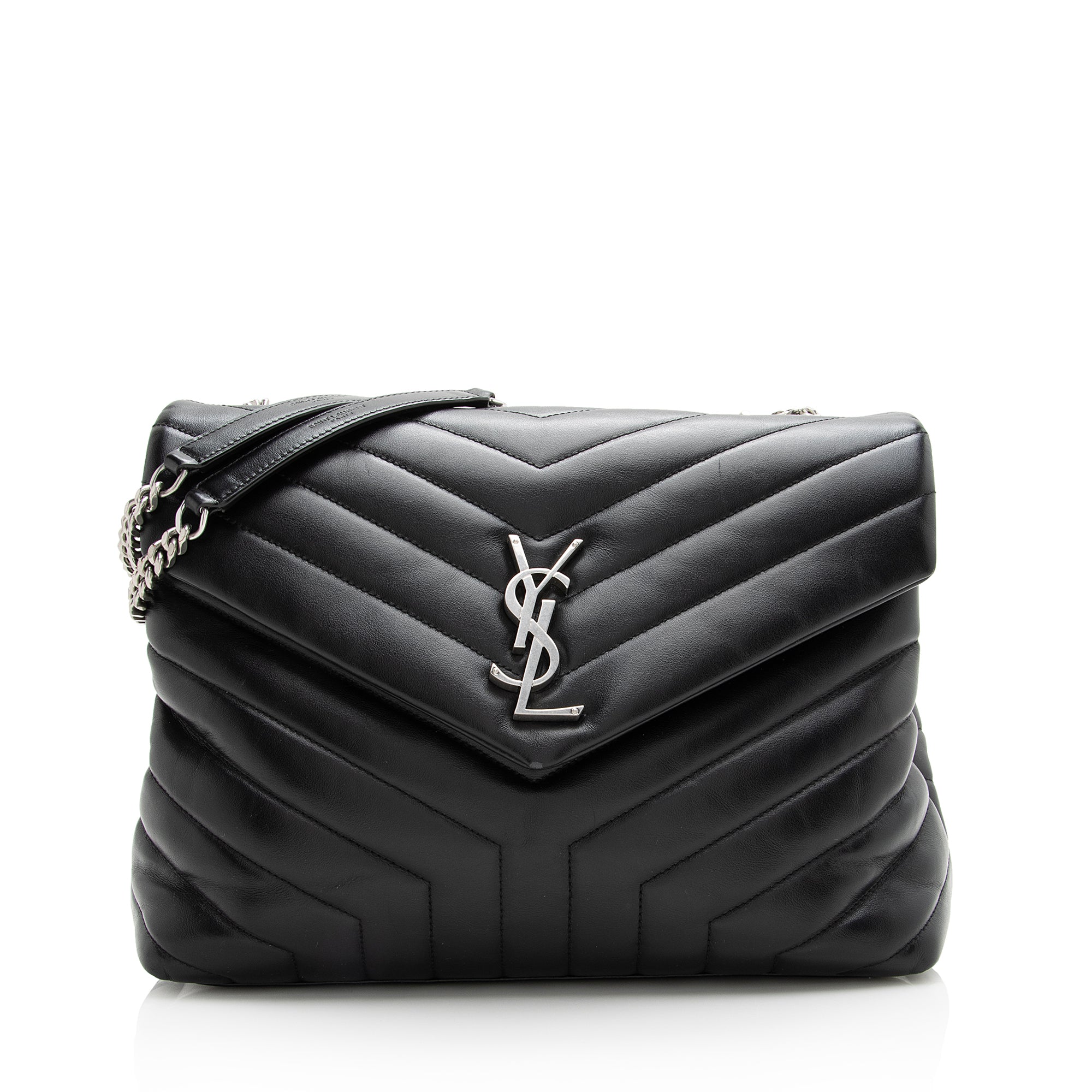 Saint Laurent Matelasse Calfskin Monogram LouLou Chain Medium Shoulder Bag (SHF-22491)