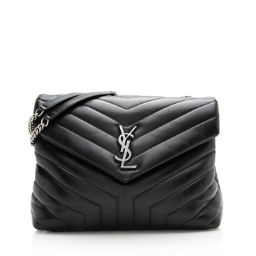 Saint Laurent Matelasse Calfskin Monogram LouLou Chain Medium Shoulder Bag (SHF-22491)