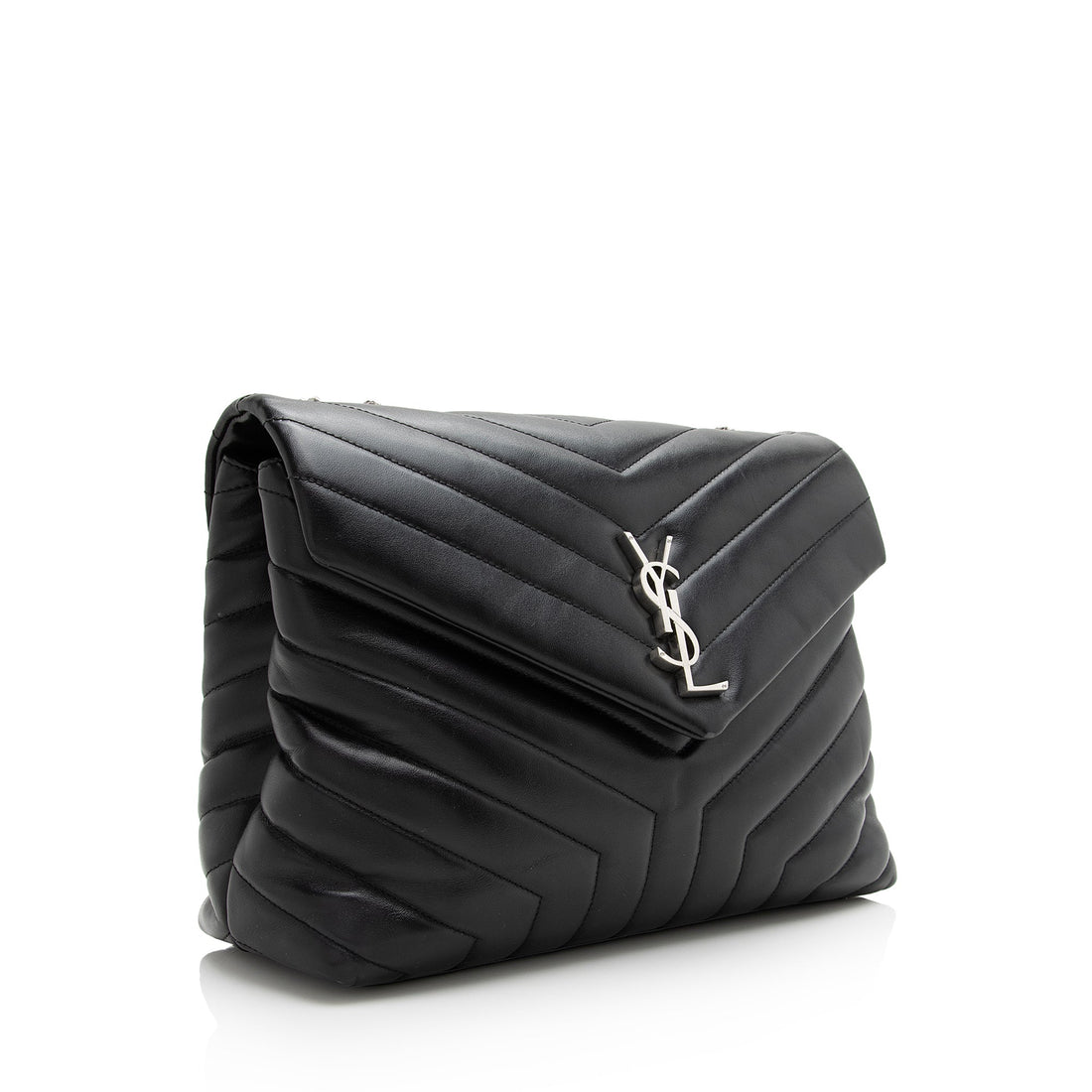 Saint Laurent Matelasse Calfskin Monogram LouLou Chain Medium Shoulder Bag (SHF-22491)