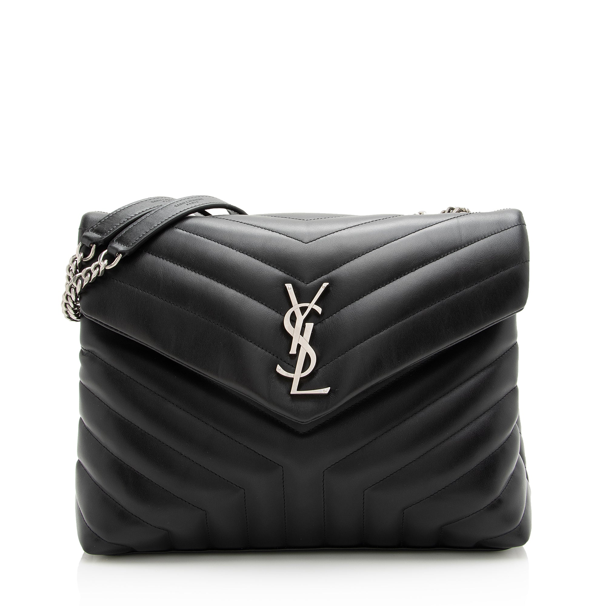 Saint Laurent Matelasse Calfskin Monogram LouLou Chain Medium Shoulder Bag (SHF-22876)