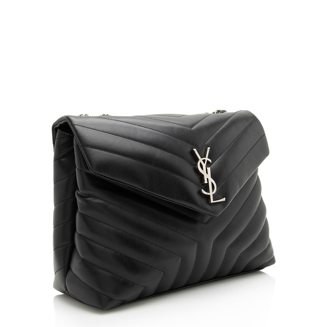 Saint Laurent Matelasse Calfskin Monogram LouLou Chain Medium Shoulder Bag (SHF-22876)