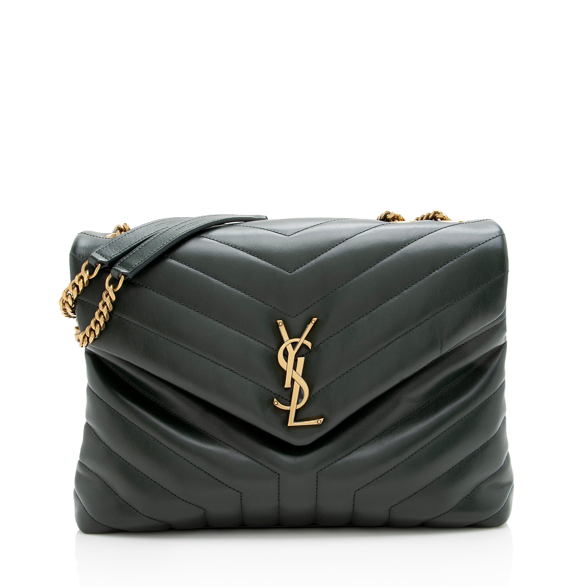 Saint Laurent Matelasse Calfskin Monogram LouLou Chain Medium Shoulder Bag (SHF-22990)