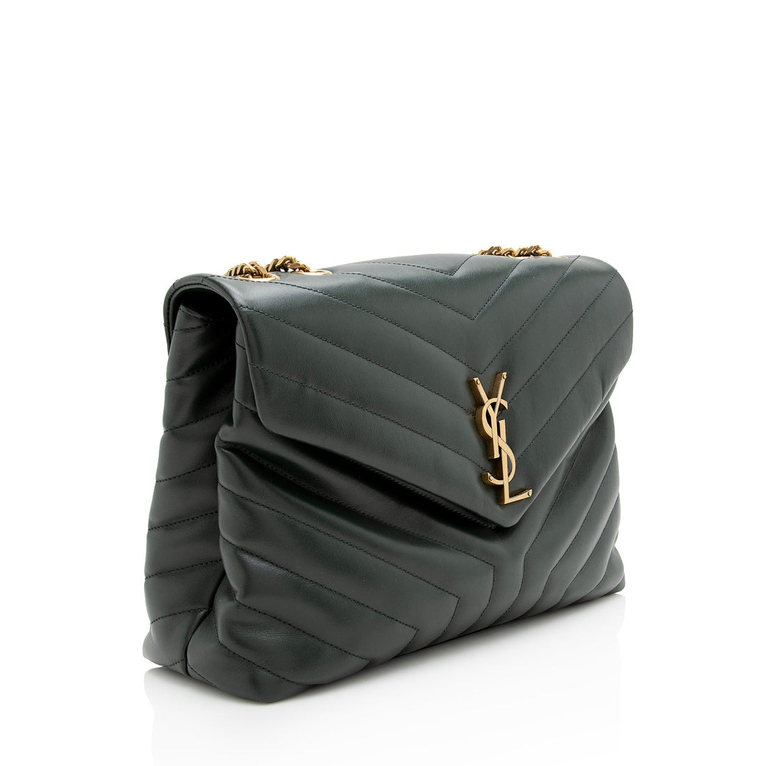 Saint Laurent Matelasse Calfskin Monogram LouLou Chain Medium Shoulder Bag (SHF-22990)