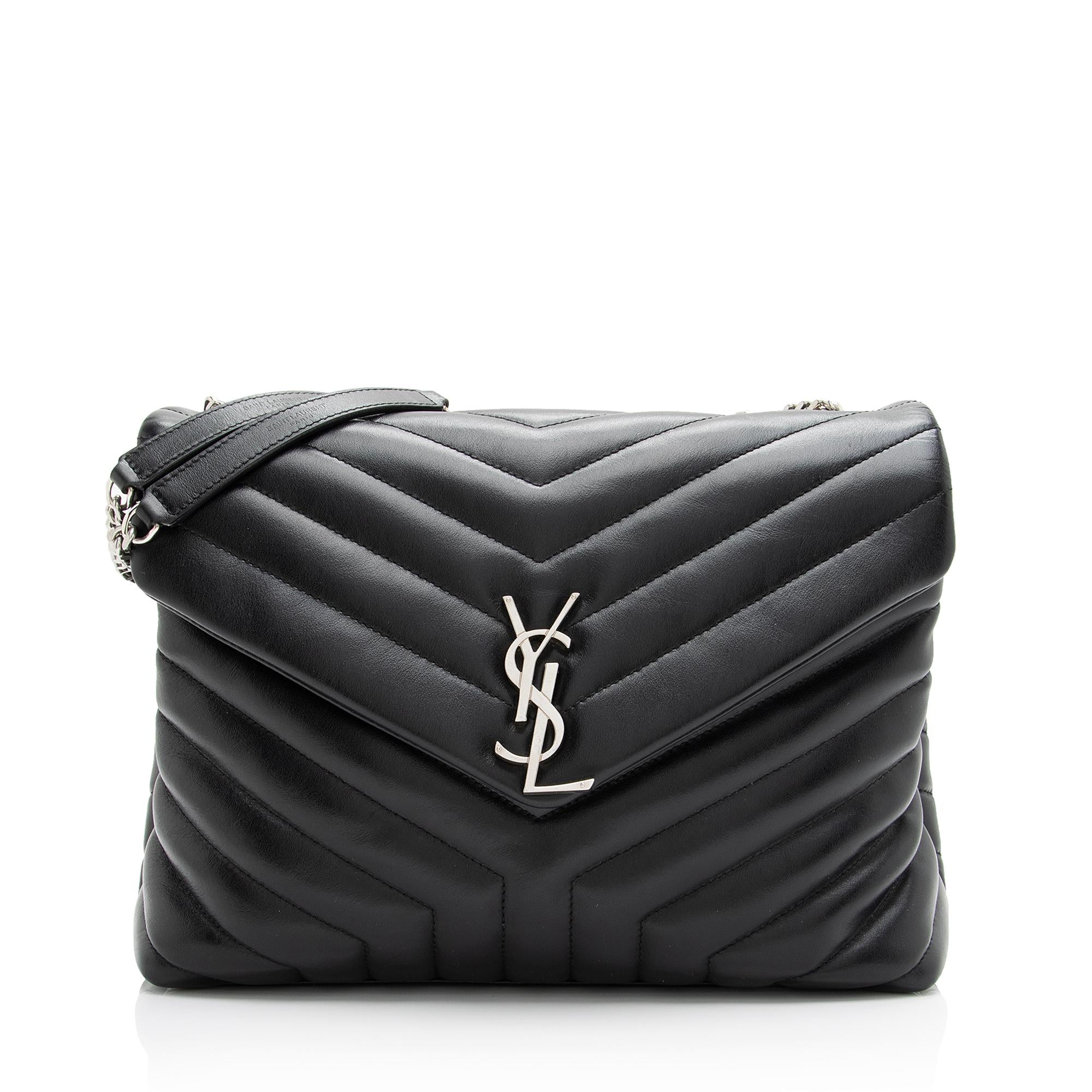 Saint Laurent Matelasse Calfskin Monogram LouLou Chain Medium Shoulder Bag (SHF-23572)