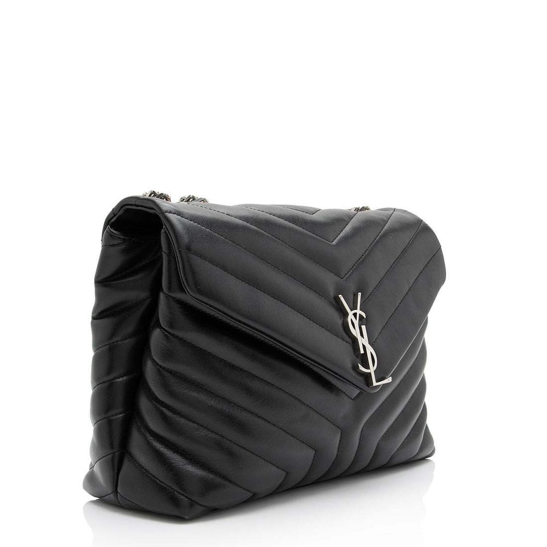 Saint Laurent Matelasse Calfskin Monogram LouLou Chain Medium Shoulder Bag (SHF-23572)