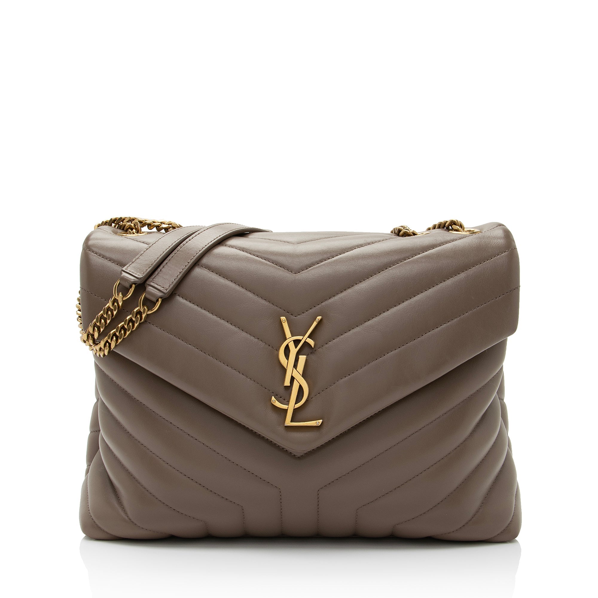Saint Laurent Matelasse Calfskin Monogram LouLou Chain Medium Shoulder Bag (SHF-Vsg968)