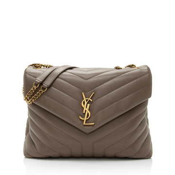 Saint Laurent Matelasse Calfskin Monogram LouLou Chain Medium Shoulder Bag (SHF-Vsg968)