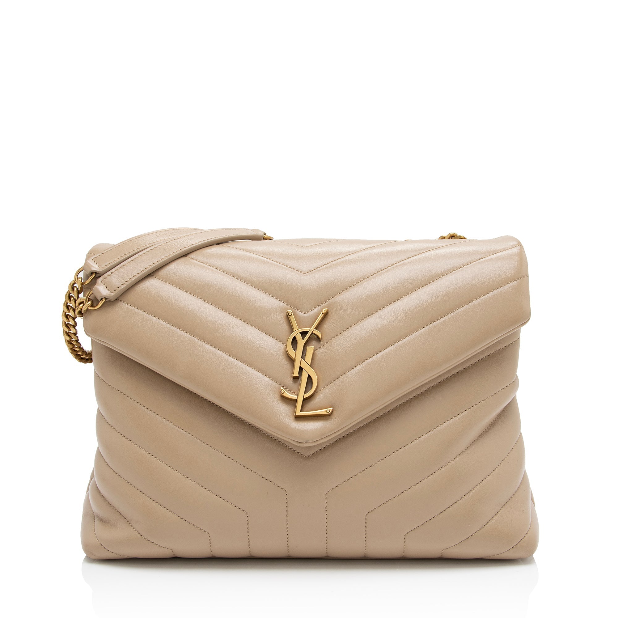 Saint Laurent Matelasse Calfskin Monogram LouLou Chain Medium Shoulder Bag (SHF-sdsp1l)