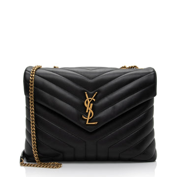 Saint Laurent Matelasse Calfskin Monogram LouLou Chain Medium Shoulder Bag (SHF-uqtKvy)