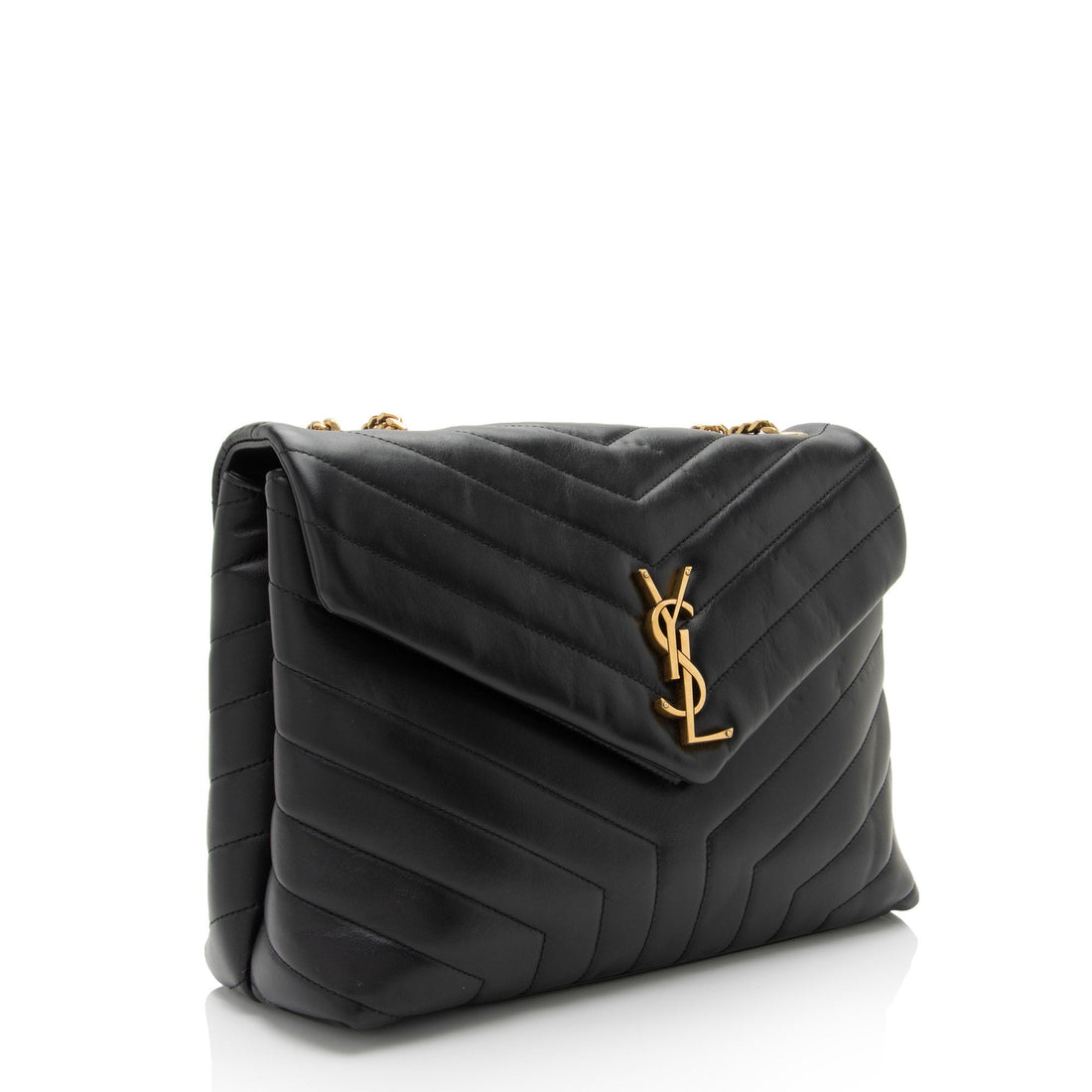 Saint Laurent Matelasse Calfskin Monogram LouLou Chain Medium Shoulder Bag (SHF-ksqMxY)