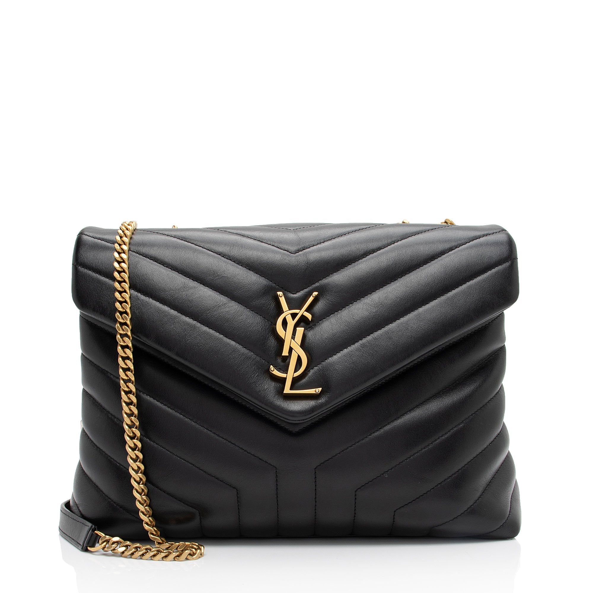 Saint Laurent Matelasse Calfskin Monogram LouLou Chain Medium Shoulder Bag (SHF-sPEp1X)
