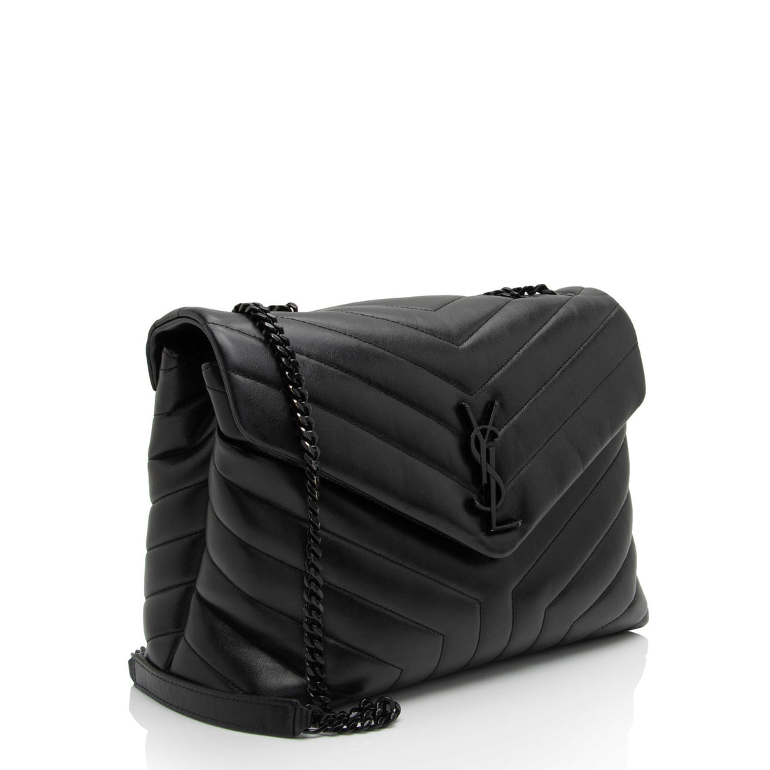 Saint Laurent Matelasse Calfskin Monogram LouLou Chain Medium Shoulder Bag (SHF-SaVb1o)