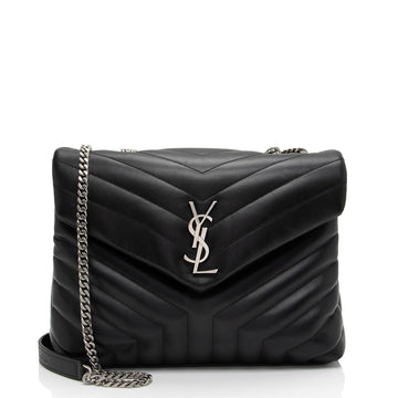 Saint Laurent Matelasse Calfskin Monogram LouLou Chain Medium Shoulder Bag (SHF-3CcYFQ)