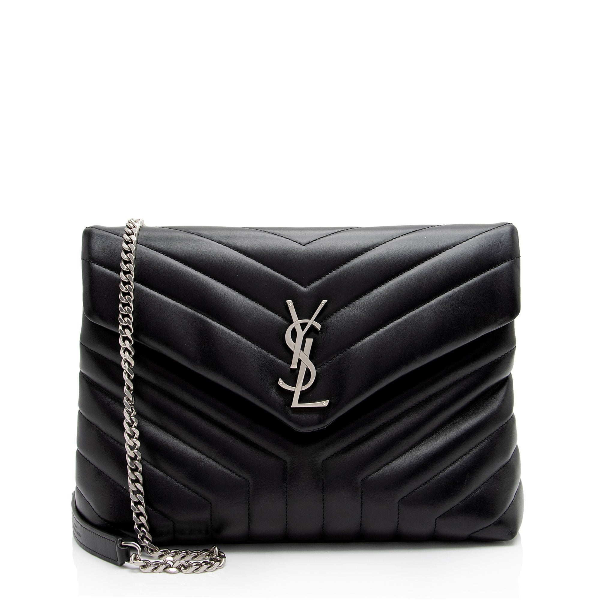 Saint Laurent Matelasse Calfskin Monogram LouLou Chain Medium Shoulder Bag (SHF-nVNU3H)