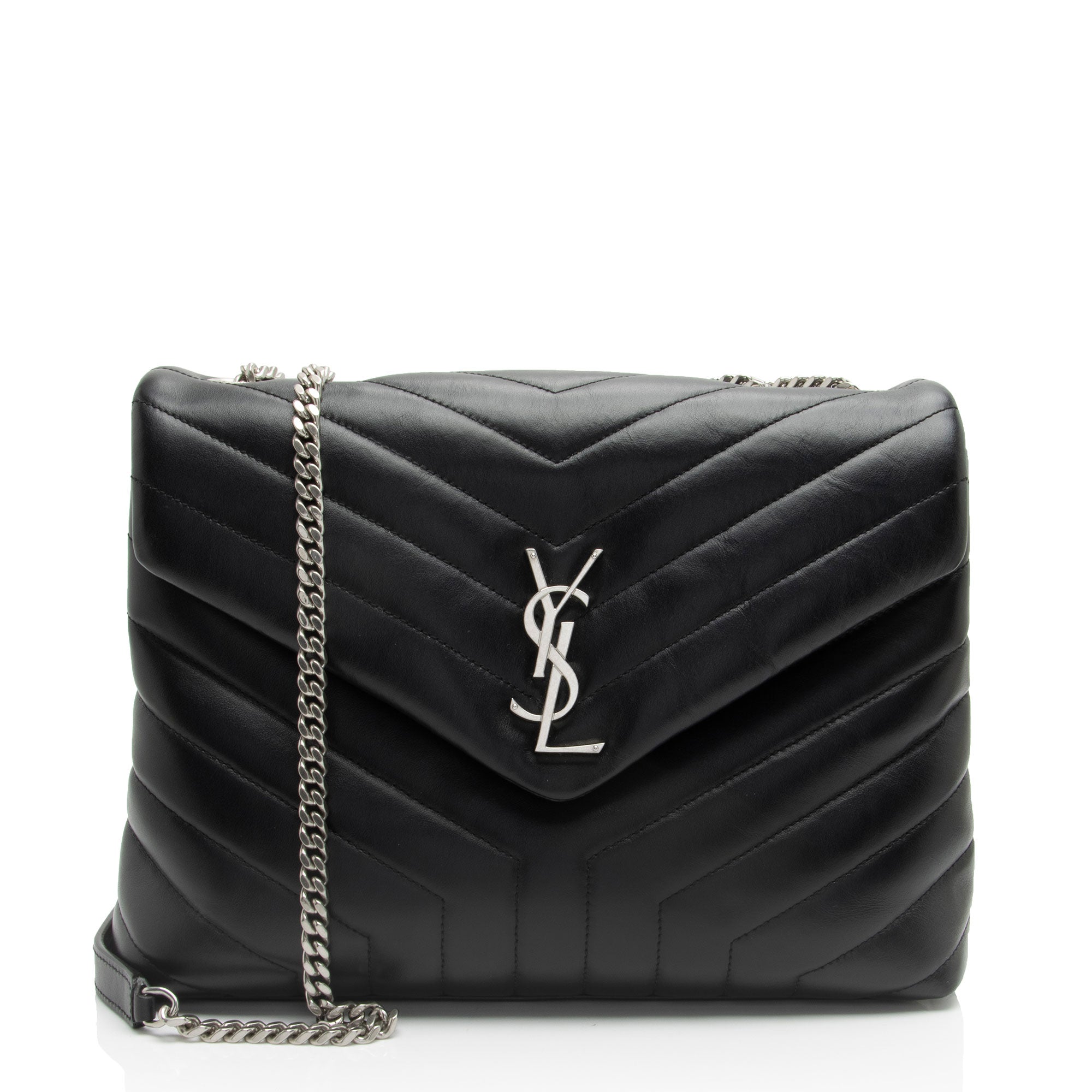 Saint Laurent Matelasse Calfskin Monogram LouLou Chain Medium Shoulder Bag (SHF-pHhqQ4)