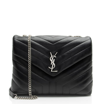 Saint Laurent Matelasse Calfskin Monogram LouLou Chain Medium Shoulder Bag (SHF-pHhqQ4)