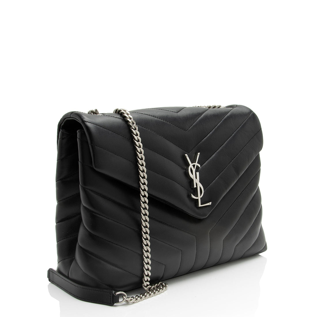 Saint Laurent Matelasse Calfskin Monogram LouLou Chain Medium Shoulder Bag (SHF-pHhqQ4)