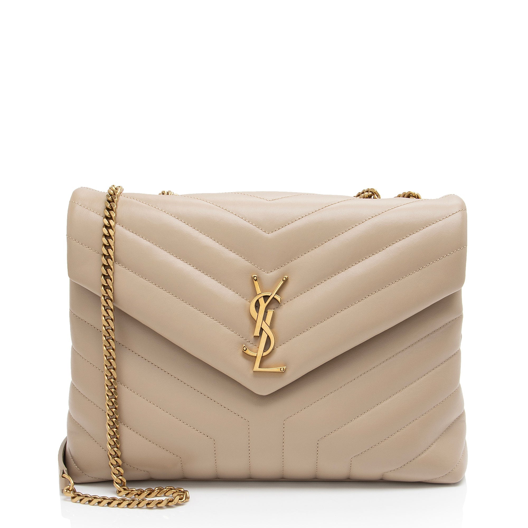 Saint Laurent Matelasse Calfskin Monogram LouLou Chain Medium Shoulder Bag (SHF-IR5HcO)