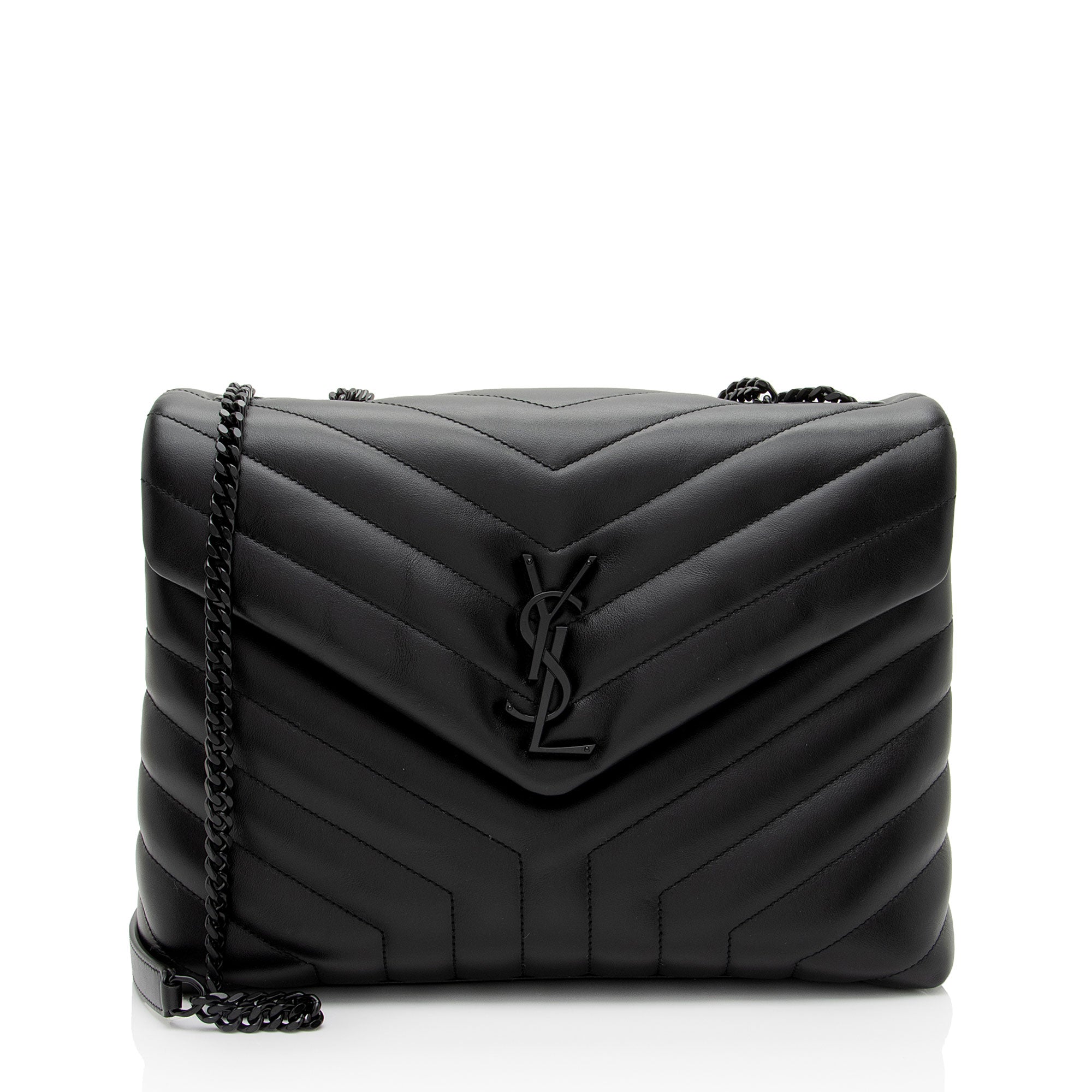 Saint Laurent Matelasse Calfskin Monogram LouLou Chain Medium Shoulder Bag (SHF-lzCev2)
