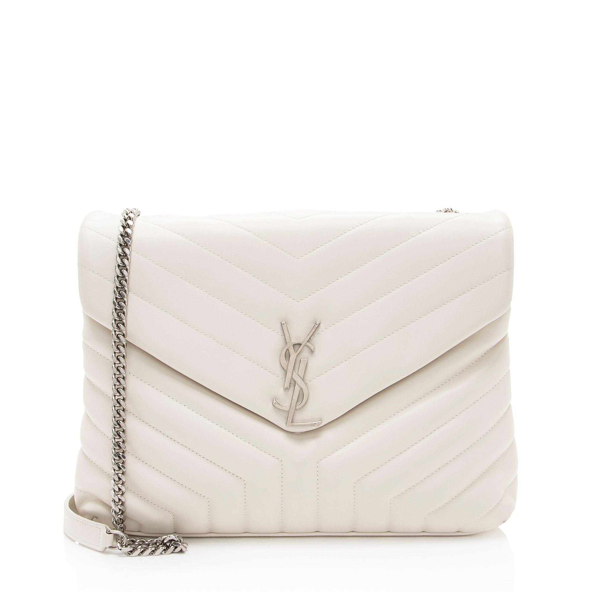 Saint Laurent Matelasse Calfskin Monogram LouLou Chain Medium Shoulder Bag (SHF-p5hSxF)