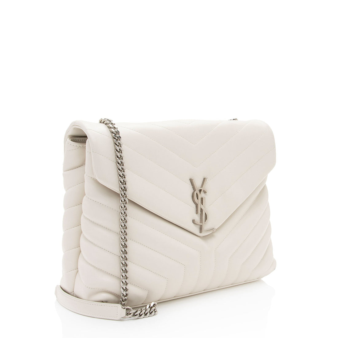 Saint Laurent Matelasse Calfskin Monogram LouLou Chain Medium Shoulder Bag (SHF-p5hSxF)