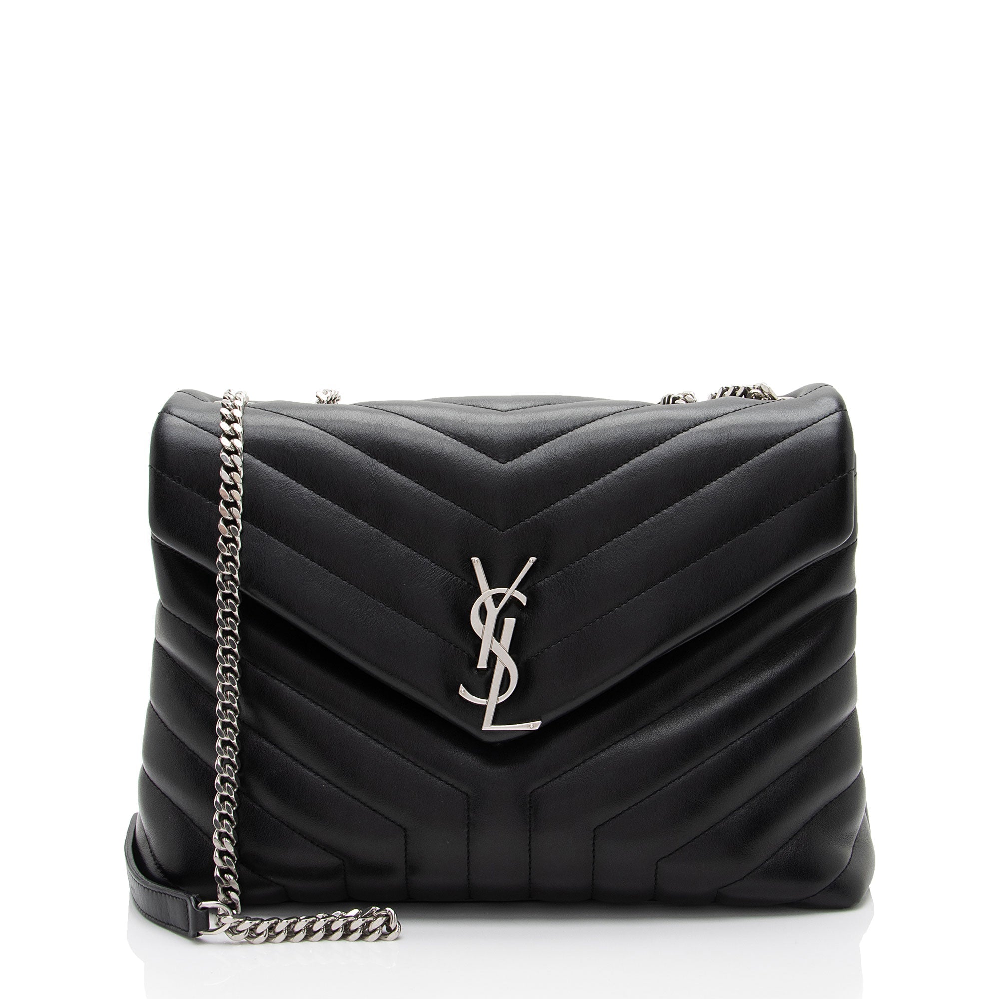 Saint Laurent Matelasse Calfskin Monogram LouLou Chain Medium Shoulder Bag (SHF-qrpSTt)