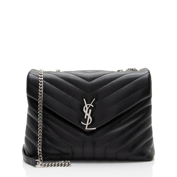 Saint Laurent Matelasse Calfskin Monogram LouLou Chain Medium Shoulder Bag (SHF-qrpSTt)