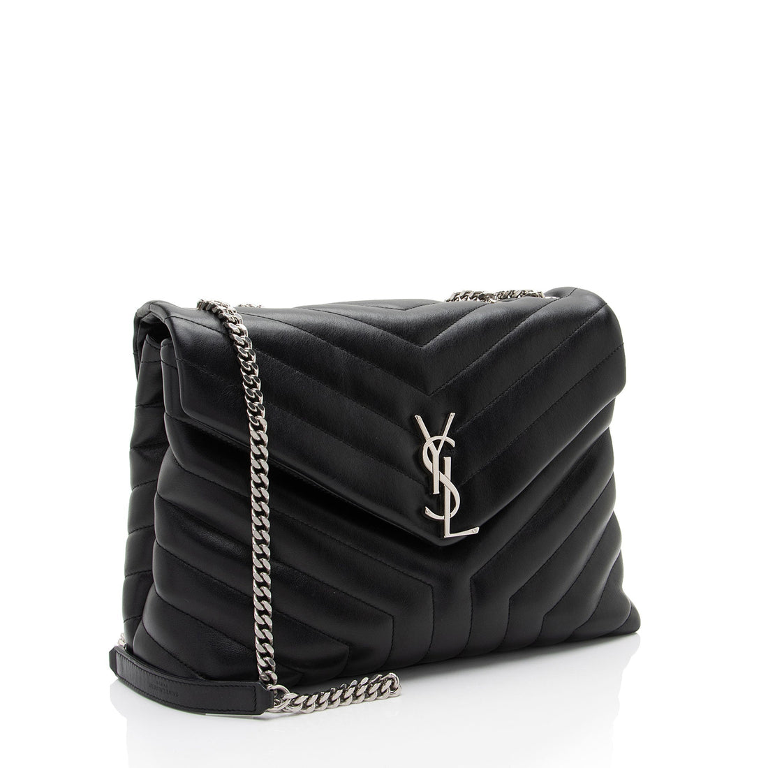 Saint Laurent Matelasse Calfskin Monogram LouLou Chain Medium Shoulder Bag (SHF-qrpSTt)