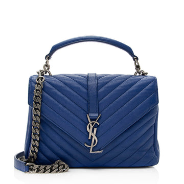Saint Laurent Matelasse Calfskin Monogram College Medium Shoulder Bag (SHF-19462)