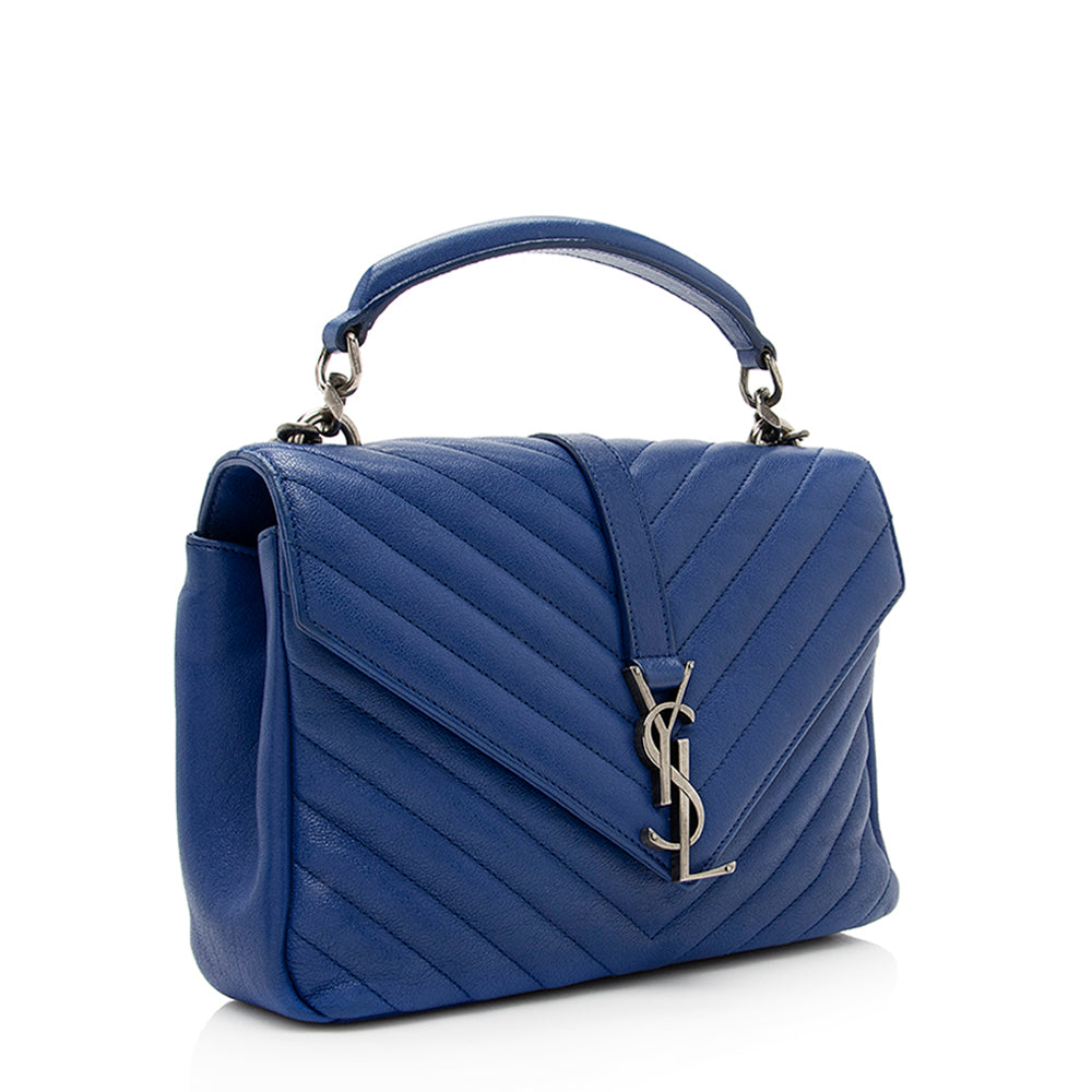 Saint Laurent Matelasse Calfskin Monogram College Medium Shoulder Bag (SHF-19462)