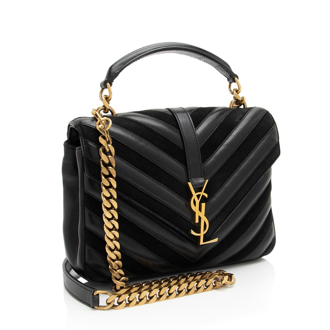 Saint Laurent Matelasse Calfskin Suede Monogram College Medium Shoulder Bag (SHF-UA4qfG)