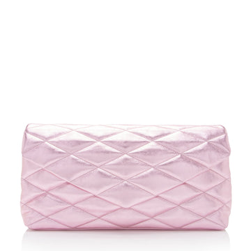 Saint Laurent Metallic Quilted Lambskin Puffer Sade Clutch (SHF-dsF7Ye)