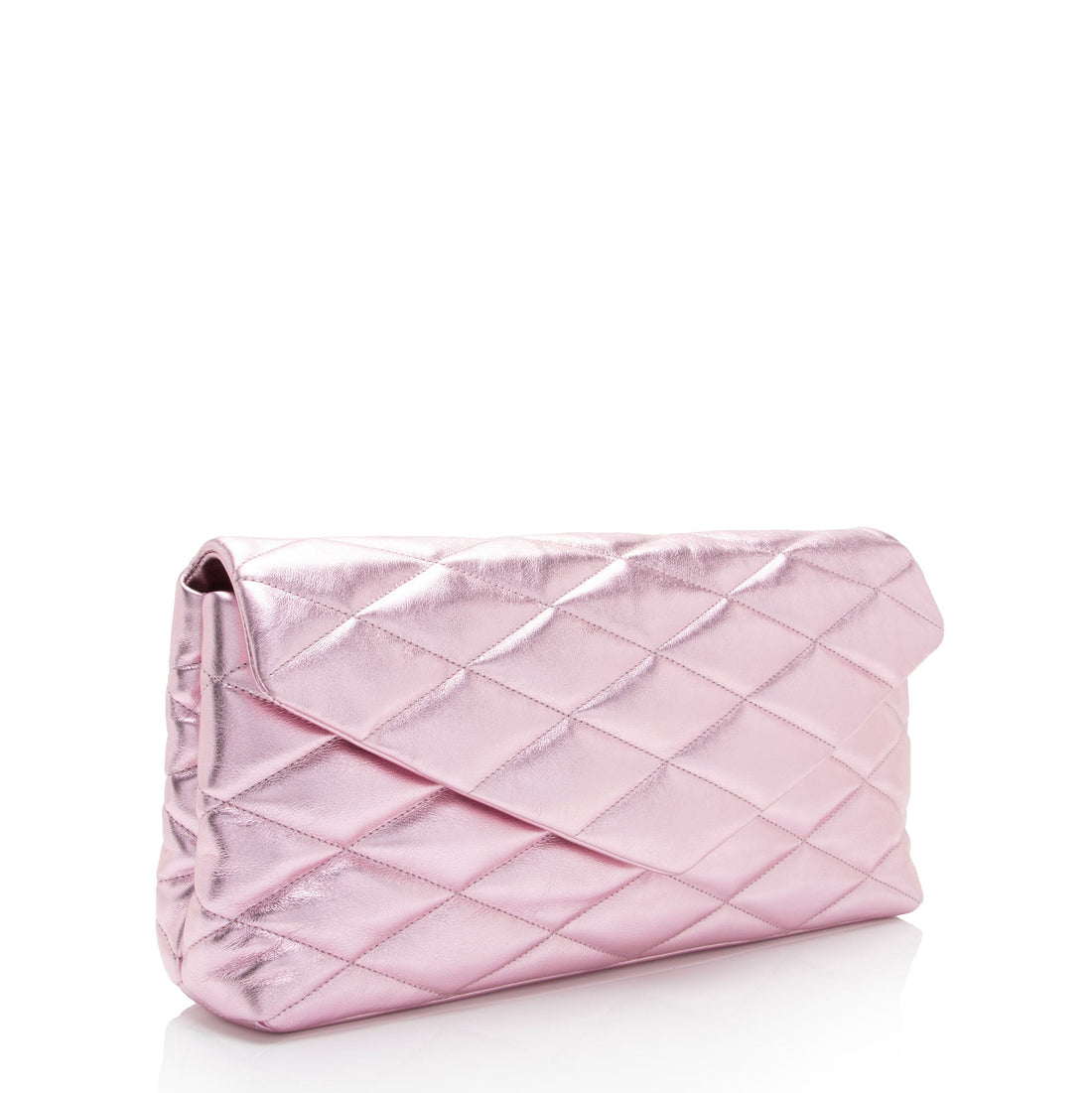 Saint Laurent Metallic Quilted Lambskin Puffer Sade Clutch (SHF-dsF7Ye)