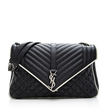 Saint Laurent Mixed Matelasse Calfskin Classic Monogram Soft Large Shoulder Bag (SHF-18799)